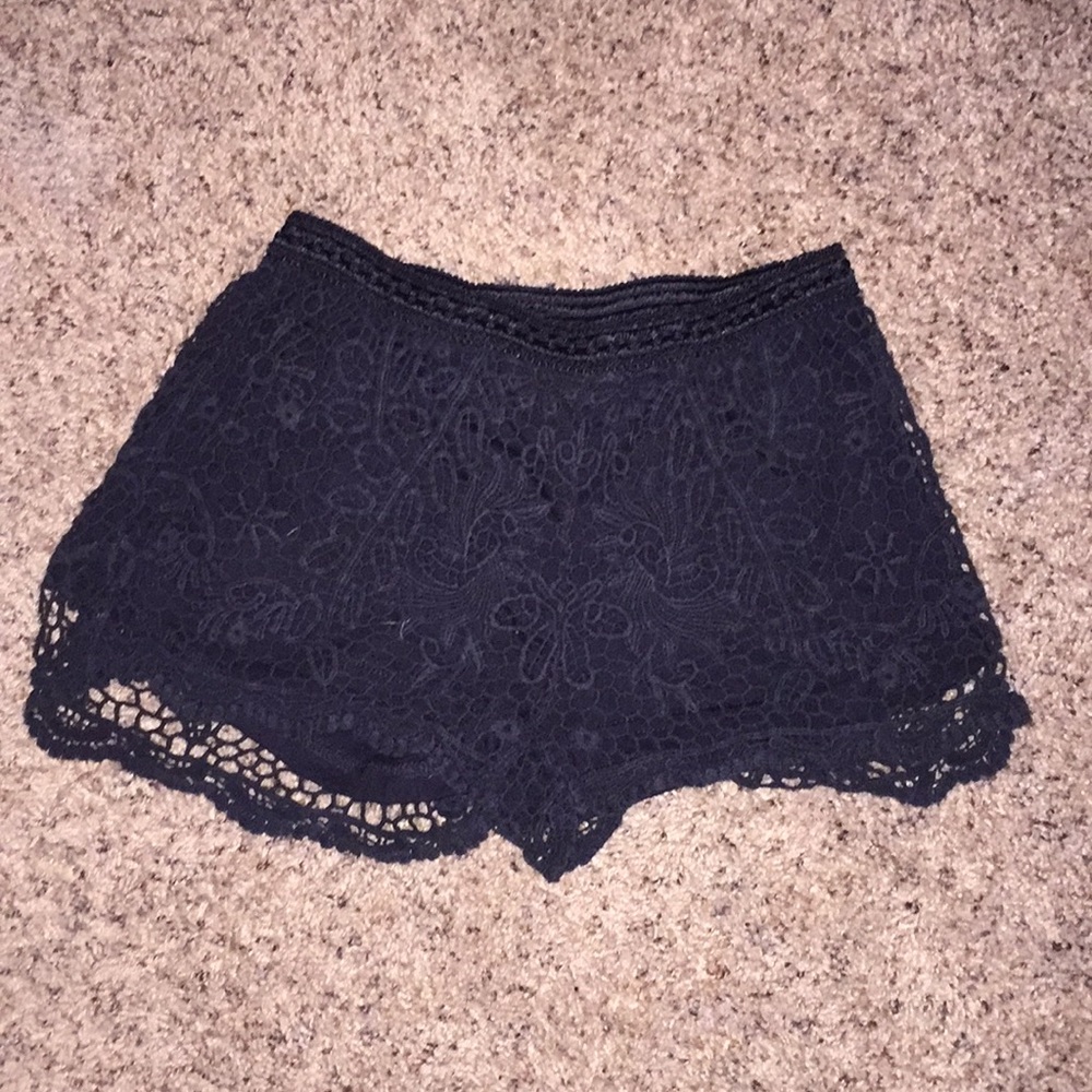 Black Shorts with Cut-out Designs